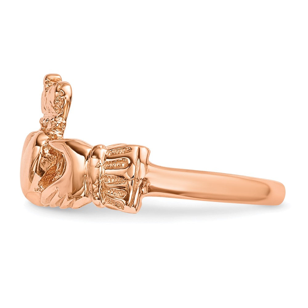 14K Roségold Polierter Claddagh-Ring