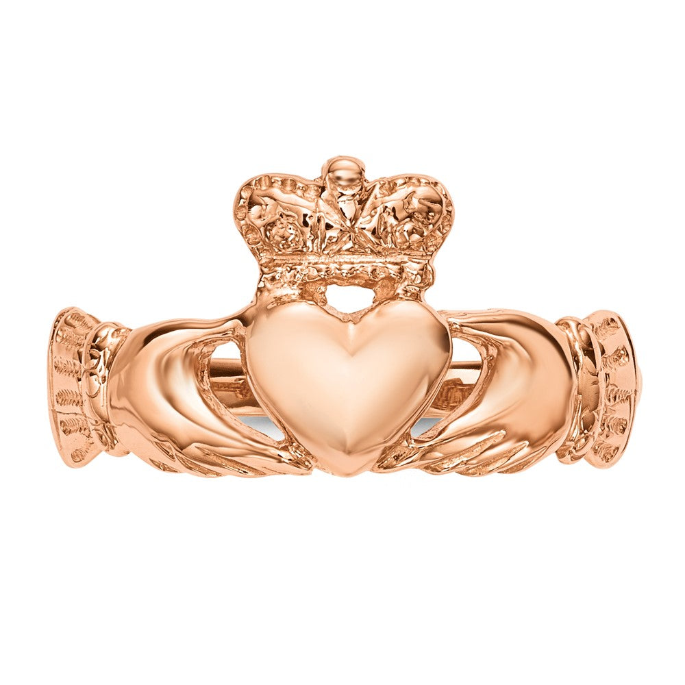 14K Roségold Polierter Claddagh-Ring