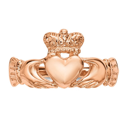 14K Roségold Polierter Claddagh-Ring