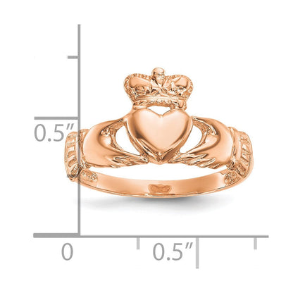 14K Roségold Polierter Claddagh-Ring
