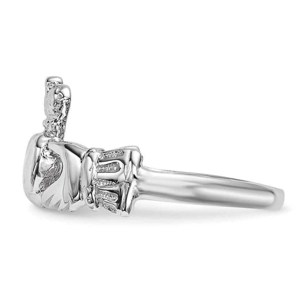 14K Weißgold Claddagh-Ring, poliert