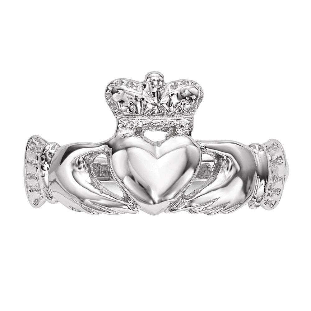 14K Weißgold Claddagh-Ring, poliert