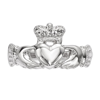 14K Weißgold Claddagh-Ring, poliert