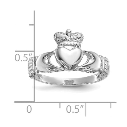 14K Weißgold Claddagh-Ring, poliert