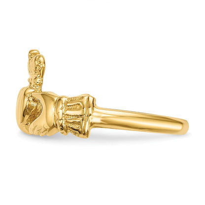 14K Gelbgold Ring mit poliertem Claddagh-Design