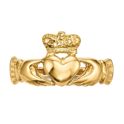 14K Gelbgold Ring mit poliertem Claddagh-Design