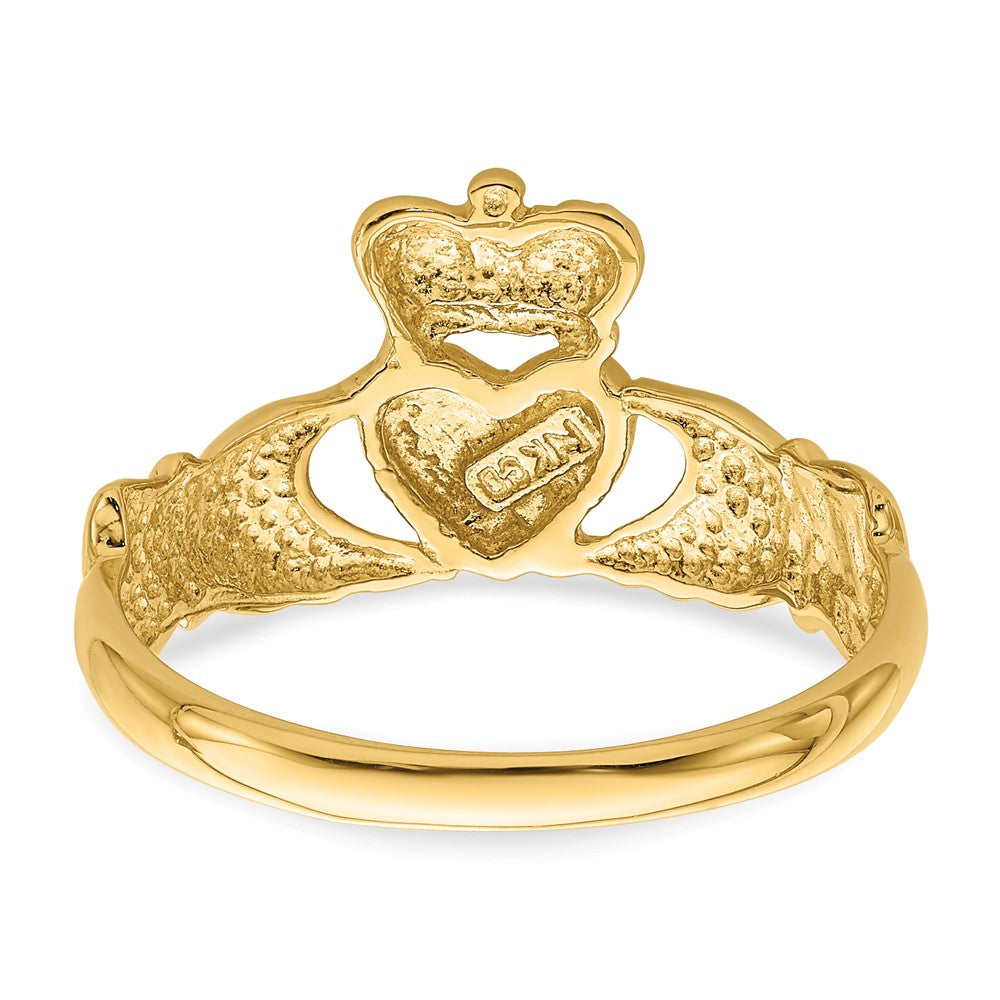 14K Gelbgold Ring mit poliertem Claddagh-Design