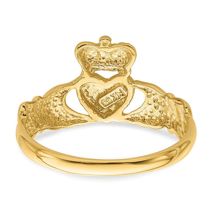 14K Gelbgold Ring mit poliertem Claddagh-Design