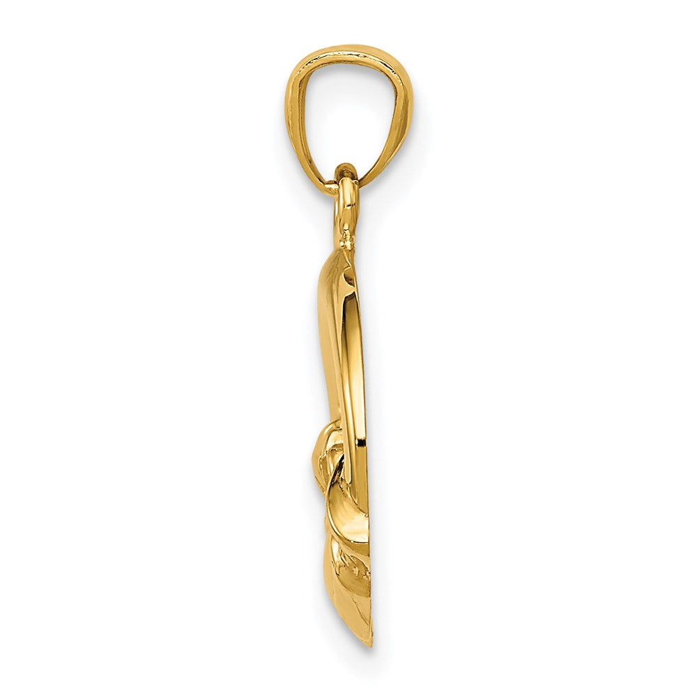 14 Karat Gelbgold Claddagh-Anhänger, poliert
