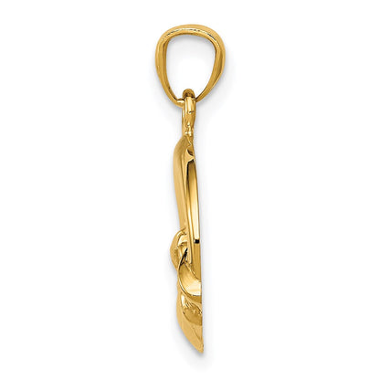 14 Karat Gelbgold Claddagh-Anhänger, poliert