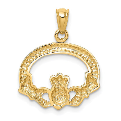 14 Karat Gelbgold Claddagh-Anhänger, poliert