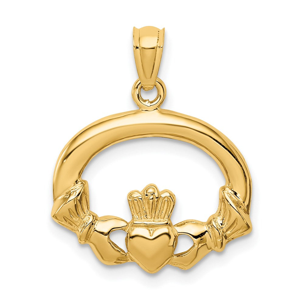 14 Karat Gelbgold Claddagh-Anhänger, poliert