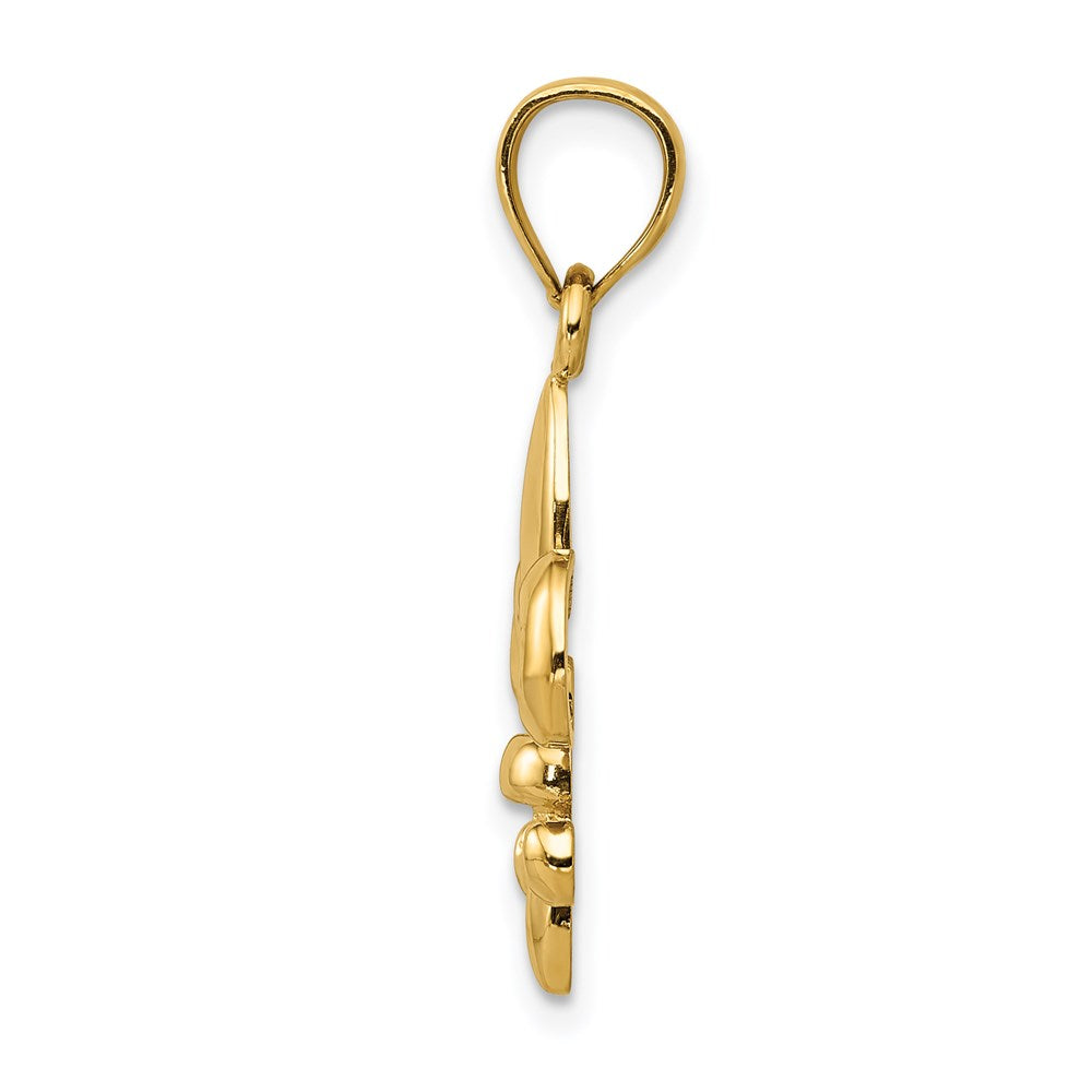 14K Gelbgold Poliert Fleur De Lis Anhänger