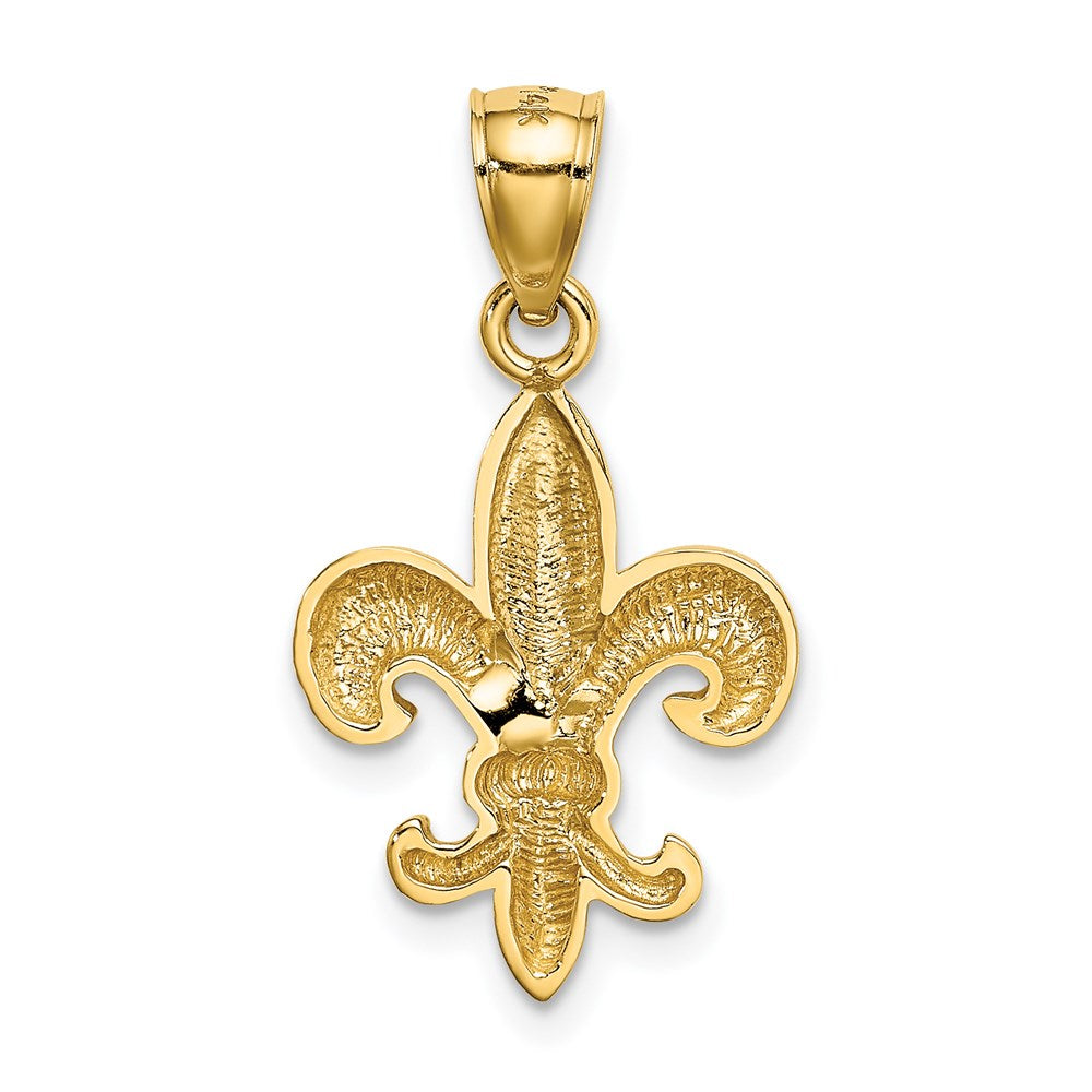 14K Gelbgold Poliert Fleur De Lis Anhänger