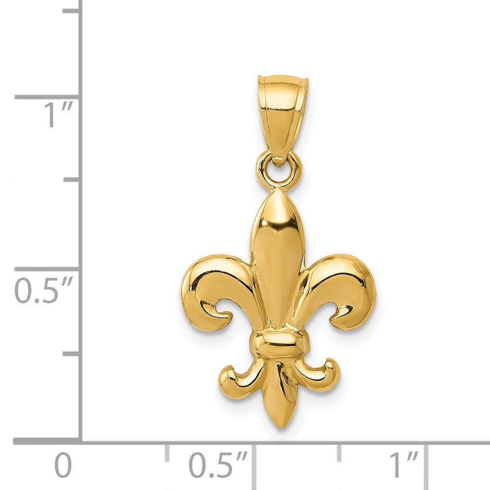 14K Gelbgold Poliert Fleur De Lis Anhänger