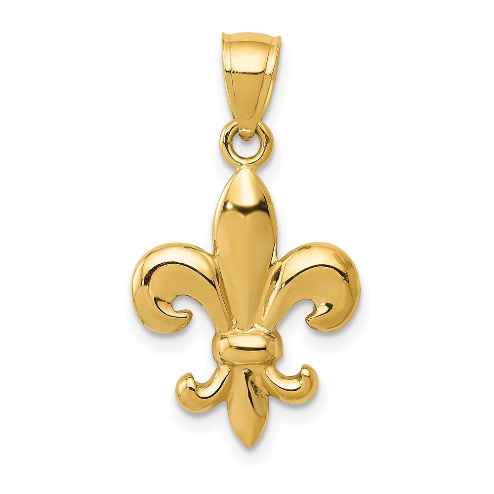 14K Gelbgold Poliert Fleur De Lis Anhänger
