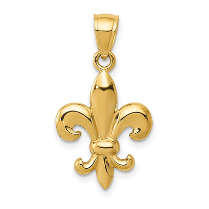 14K Gelbgold Poliert Fleur De Lis Anhänger