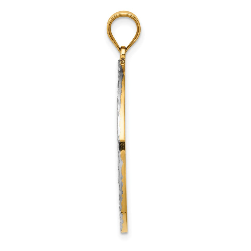 14K Bicolor Gold & Rhodium Poliert und Diamantgeschliffen Kreis-Anhänger