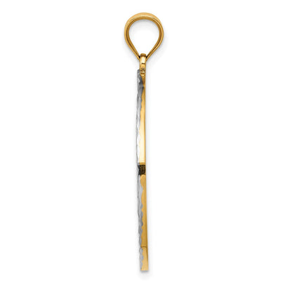 14K Bicolor Gold & Rhodium Poliert und Diamantgeschliffen Kreis-Anhänger