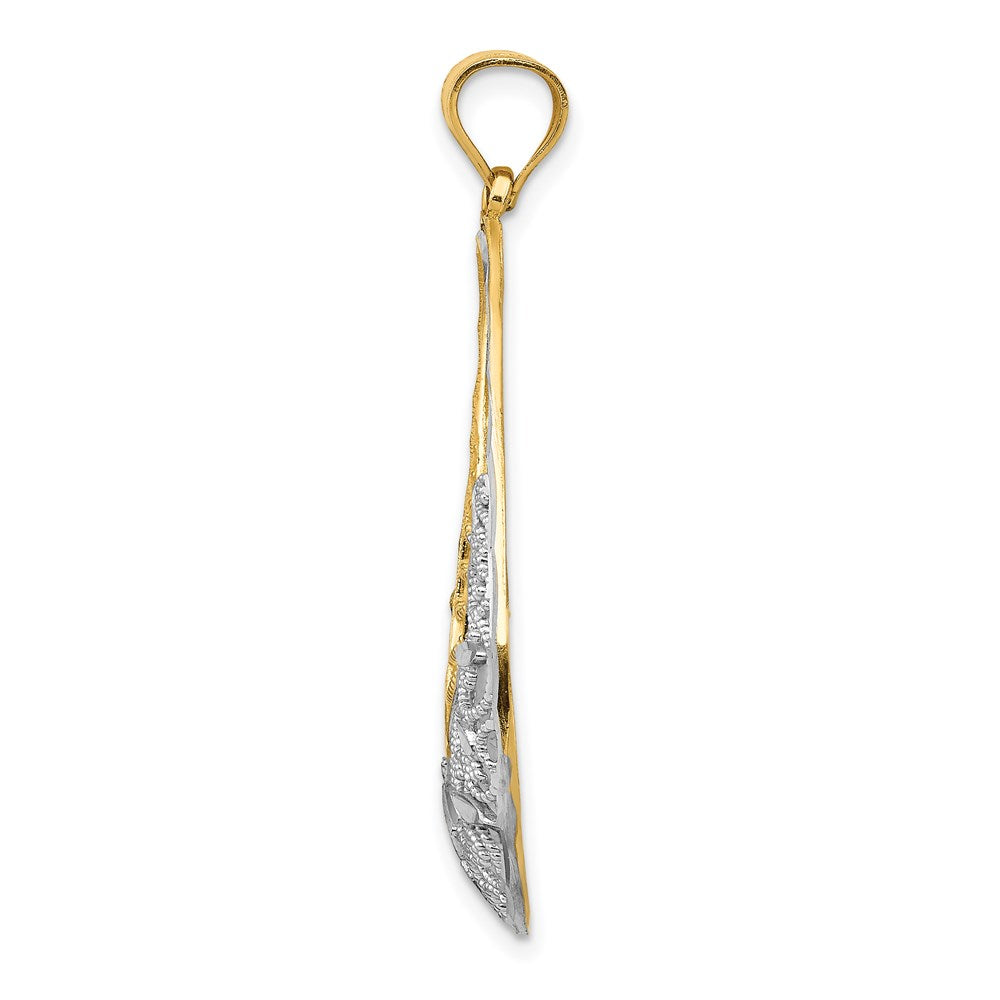 14 Karat Gelb- und Rhodiumgold mit Rhodium, diamantgeschliffener Filigran-Tropfen-Anhänger