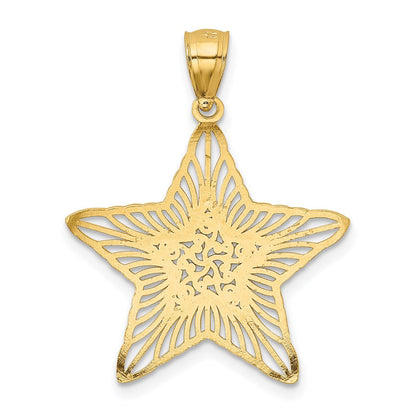 14 Karat Gelb- und Rhodiumgold mit Rhodium, diamantgeschliffener Filigran-Stern-Anhänger