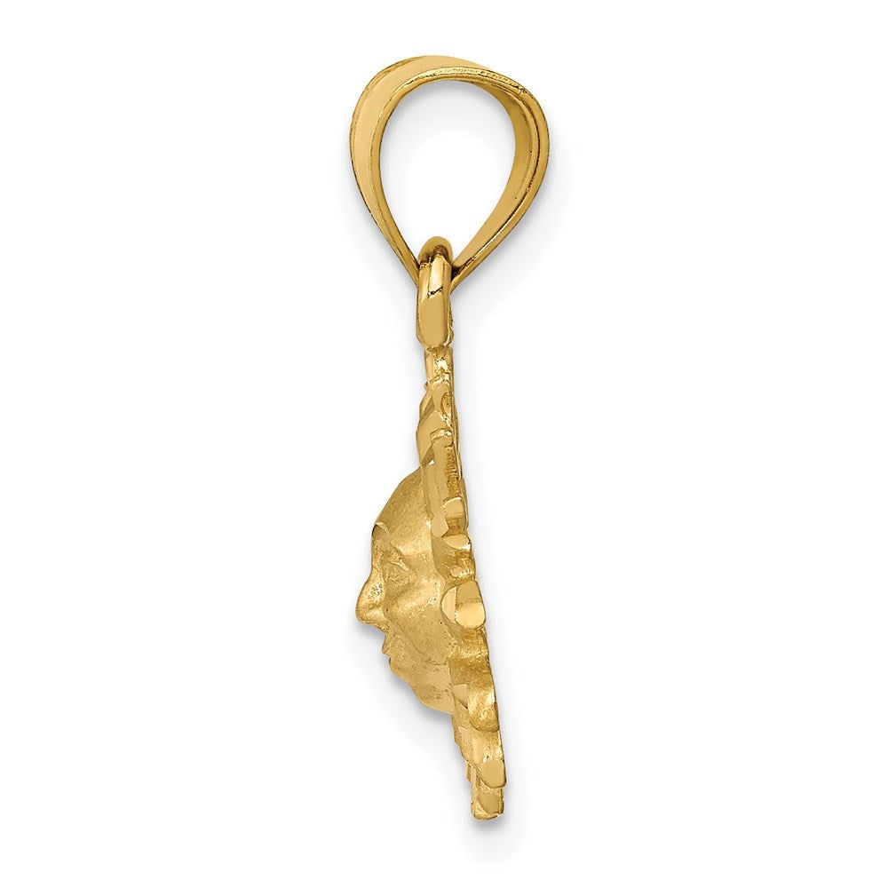 14K Gelbgold Satiniert Diamantiert Sonne Anhänger