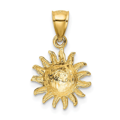 14K Gelbgold Satiniert Diamantiert Sonne Anhänger