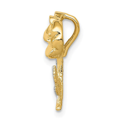 14K Gelb & Rhodium mit Weiß Poliert Rose Kette Anhänger