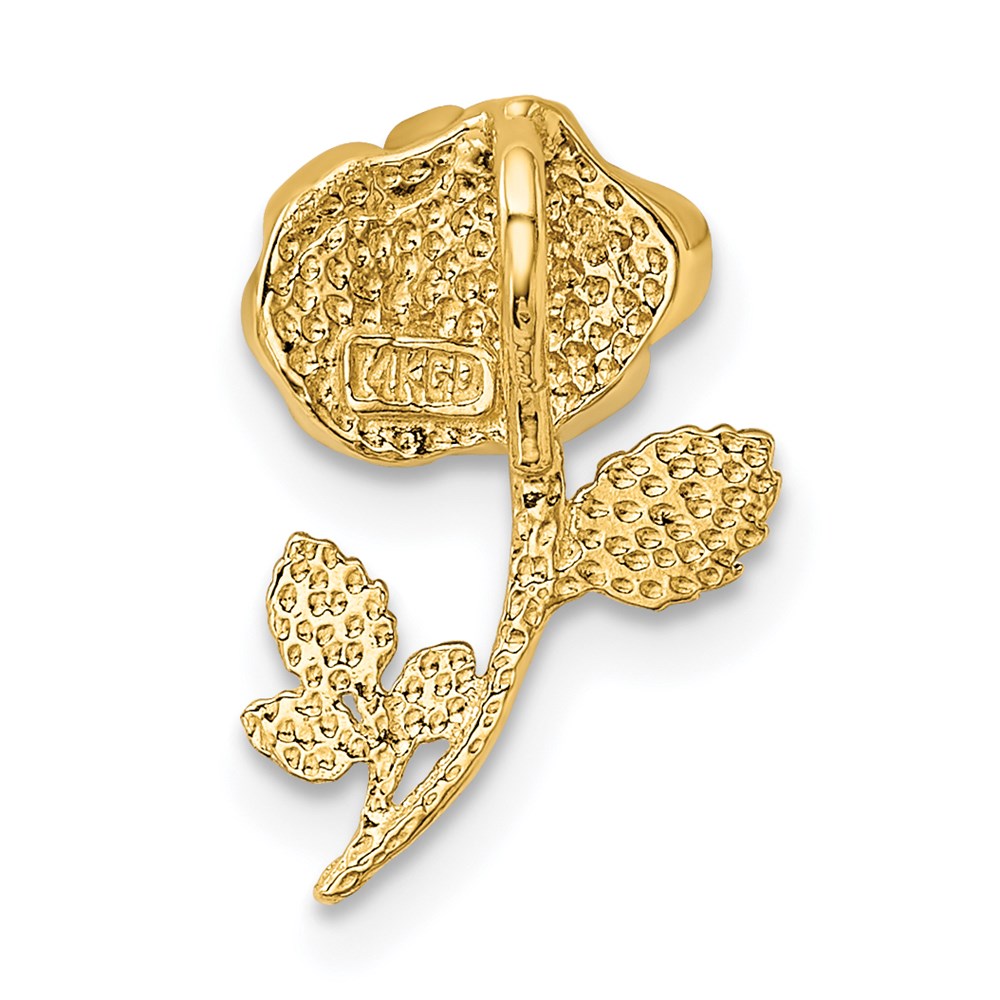 14K Gelb & Rhodium mit Weiß Poliert Rose Kette Anhänger