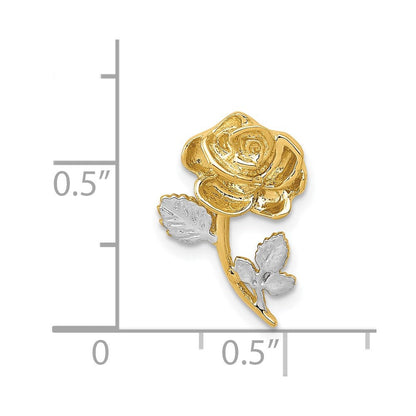 14K Gelb & Rhodium mit Weiß Poliert Rose Kette Anhänger