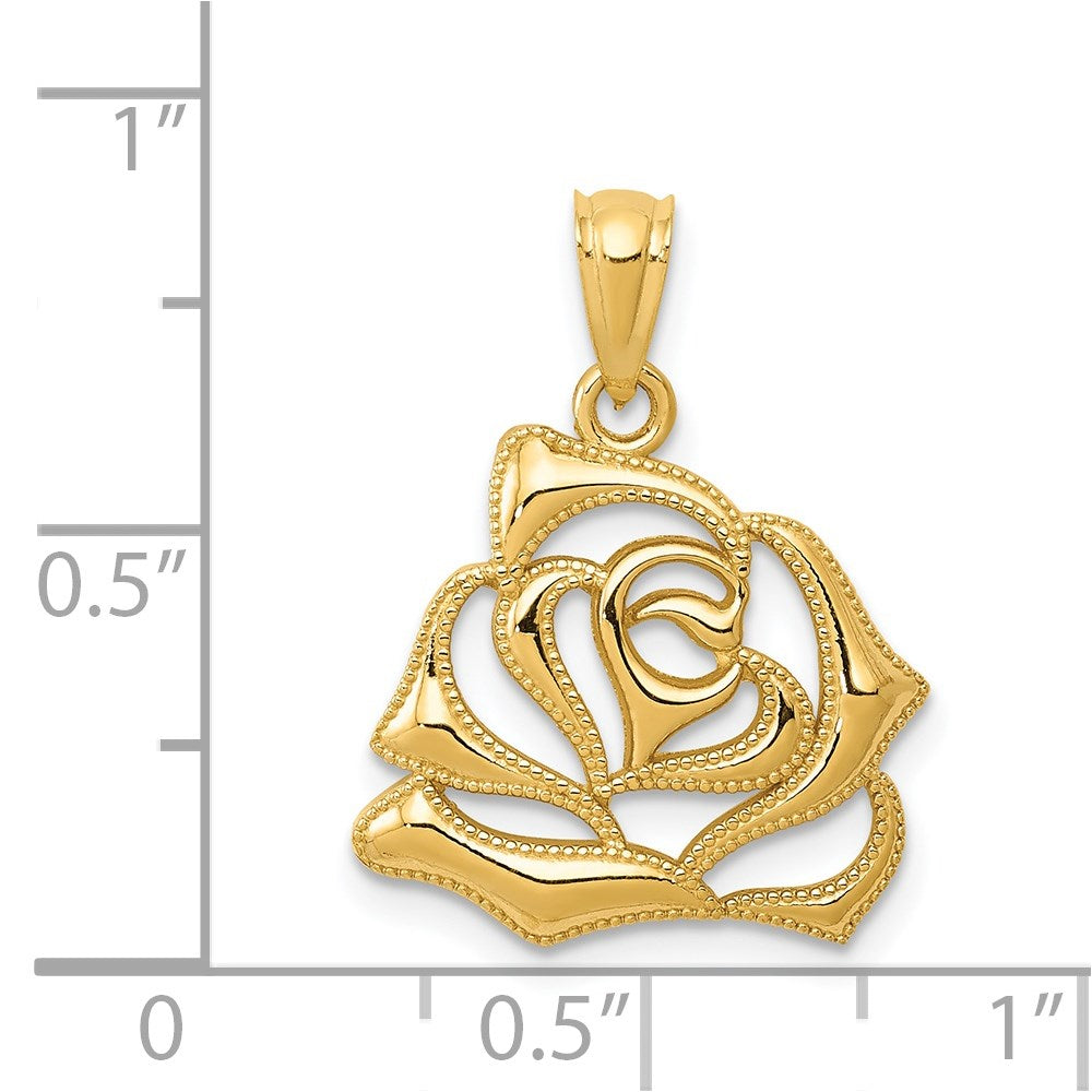 14K Gelbgold Poliert Offen Rose Anhänger