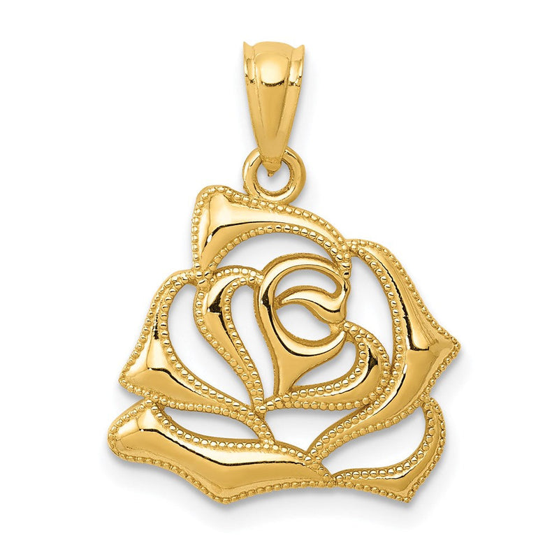 14K Gelbgold Poliert Offen Rose Anhänger