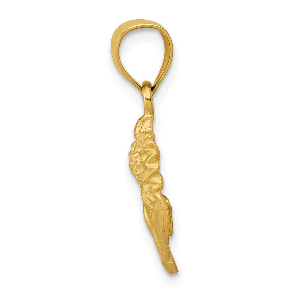 14K Gelbgold Satiniert Diamantiert Sonnenblume Anhänger