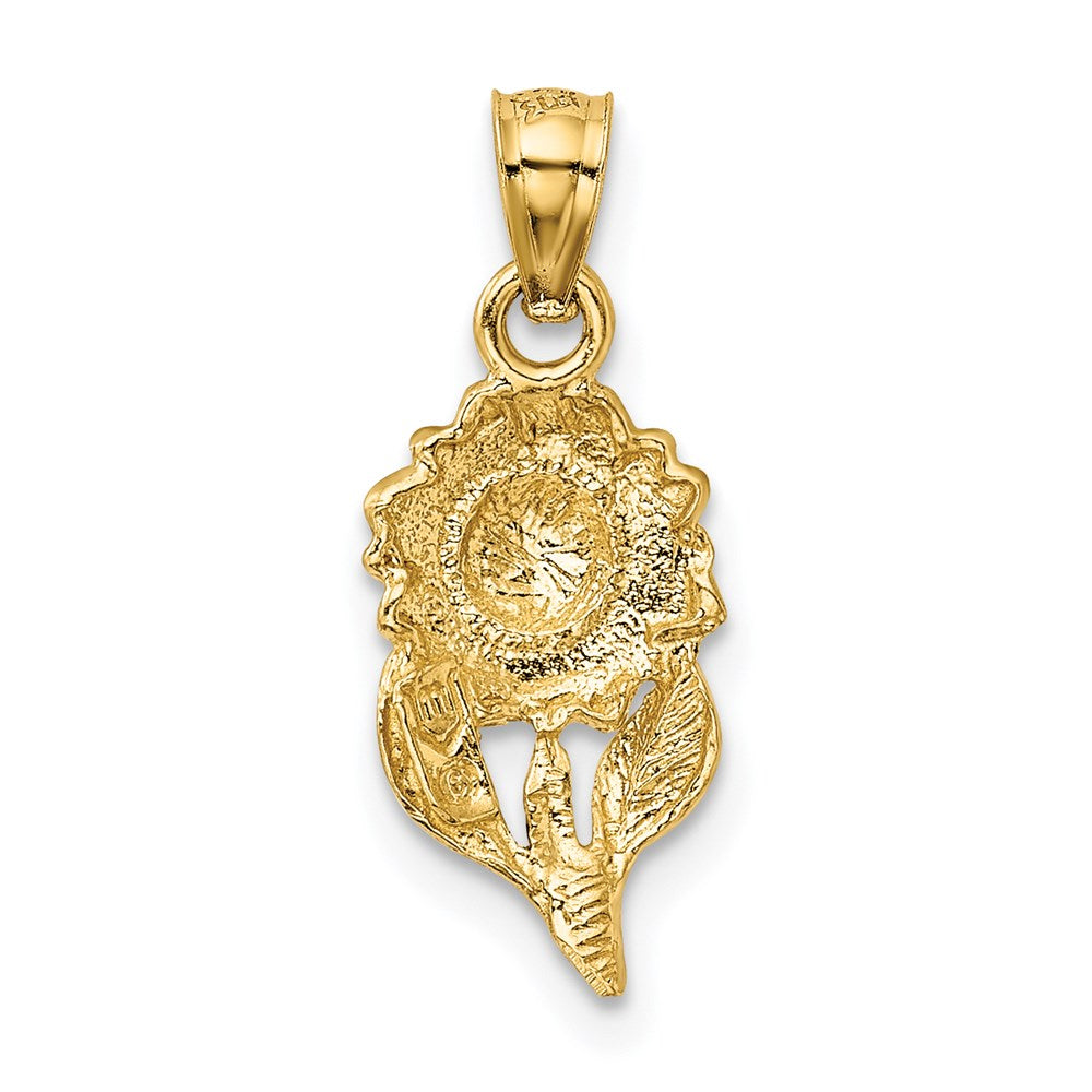 14K Gelbgold Satiniert Diamantiert Sonnenblume Anhänger
