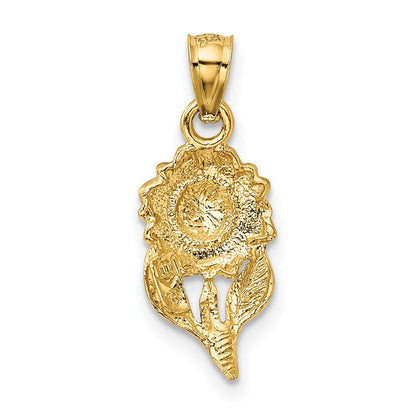 14K Gelbgold Satiniert Diamantiert Sonnenblume Anhänger