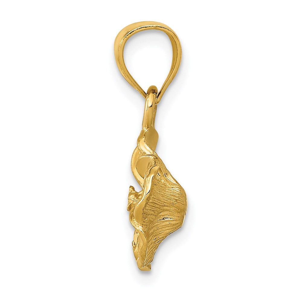 14K Gelbgold Satiniert Diamantiert Hibiscus Anhänger