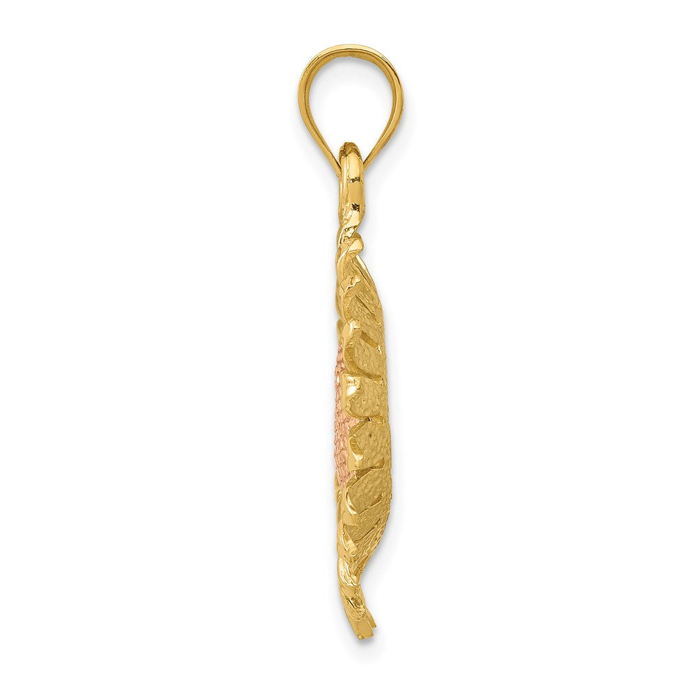 14K Bicolor-Gold Polierter Sonnenblumen-Anhänger
