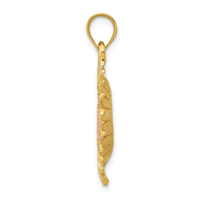 14K Bicolor-Gold Polierter Sonnenblumen-Anhänger