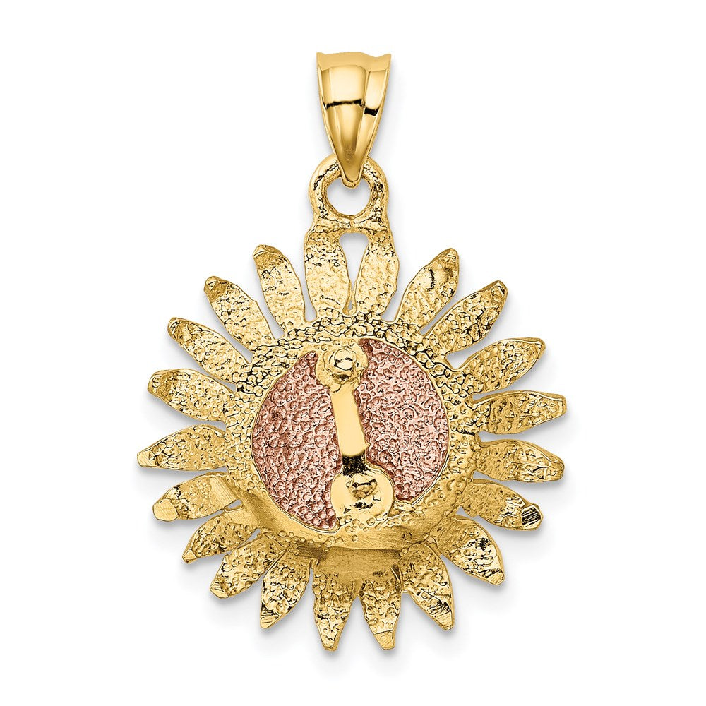 14K Bicolor-Gold Polierter Sonnenblumen-Anhänger