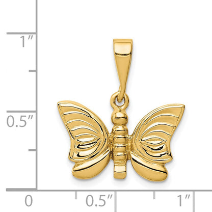 14K Gelbgold Polierter Schmetterlings-Anhänger