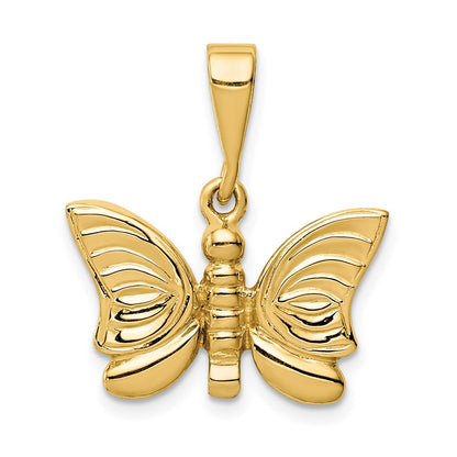 14K Gelbgold Polierter Schmetterlings-Anhänger