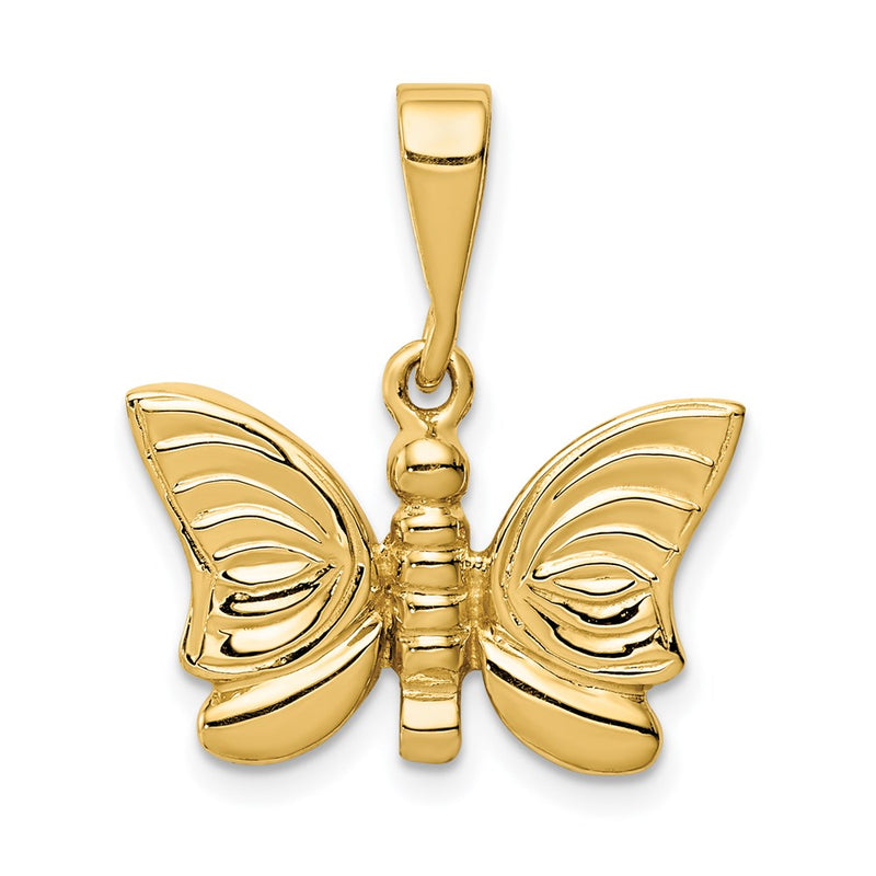 14K Gelbgold Polierter Schmetterlings-Anhänger