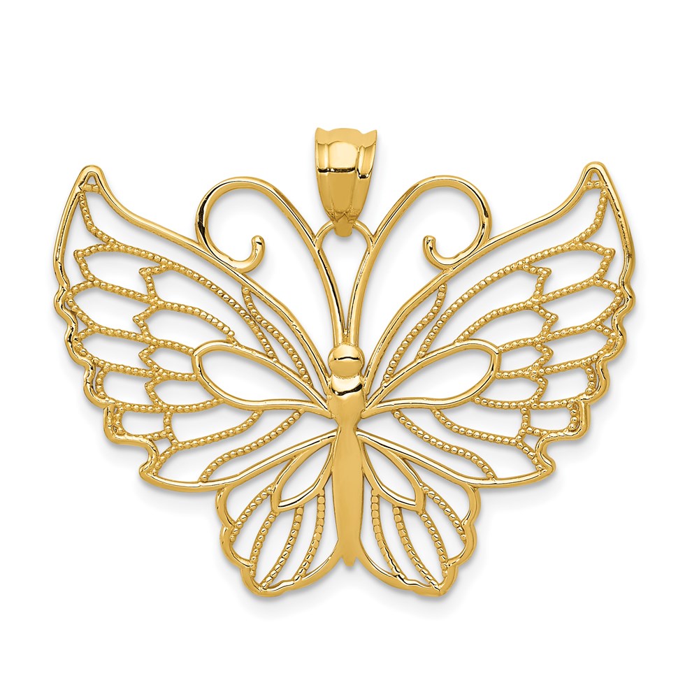 14K Gelbgold Polierter Schmetterlings-Anhänger
