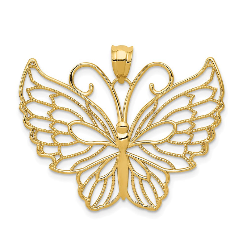 14K Gelbgold Polierter Schmetterlings-Anhänger