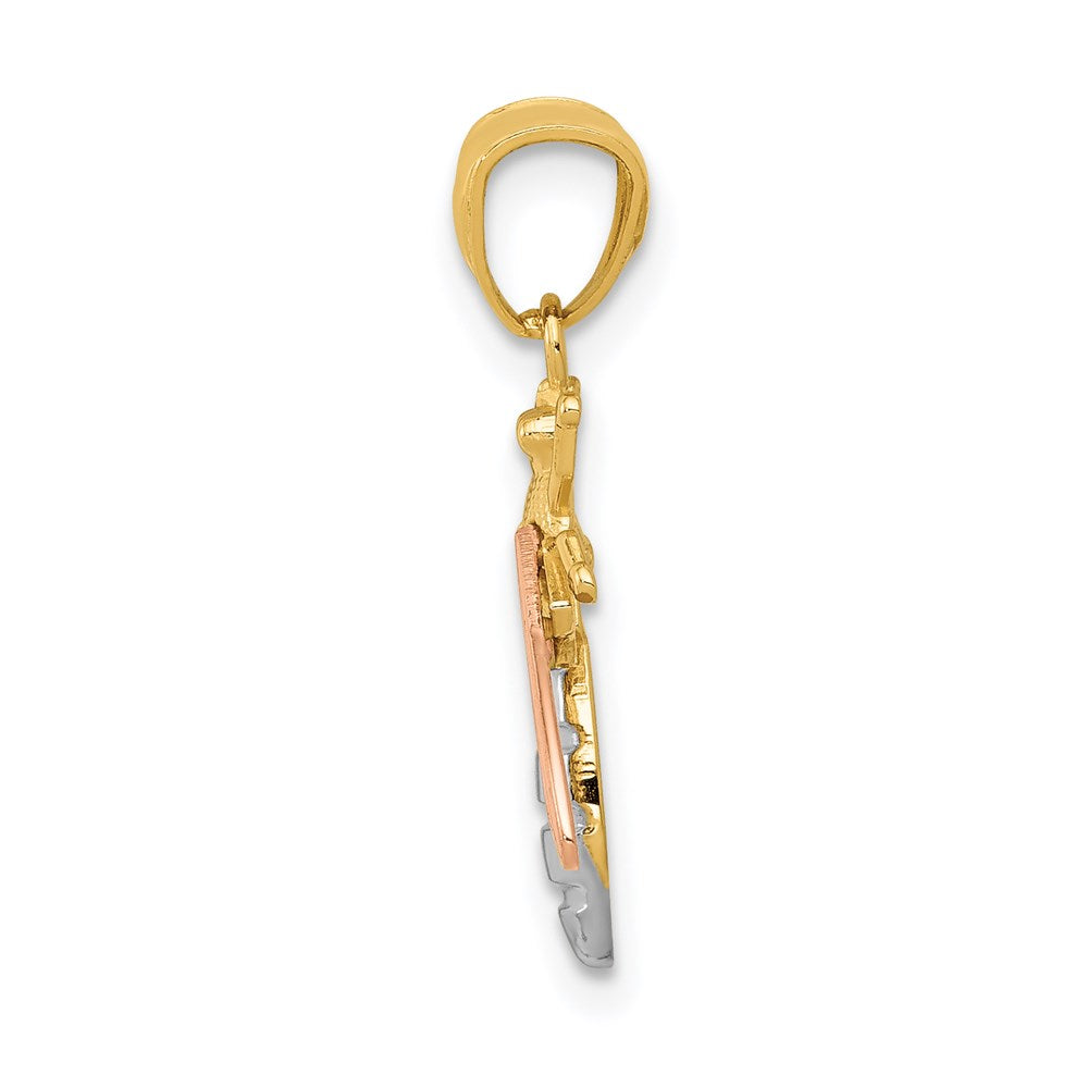 14K Bicolor mit Weiß Rhodium Poliert Biene Anhänger