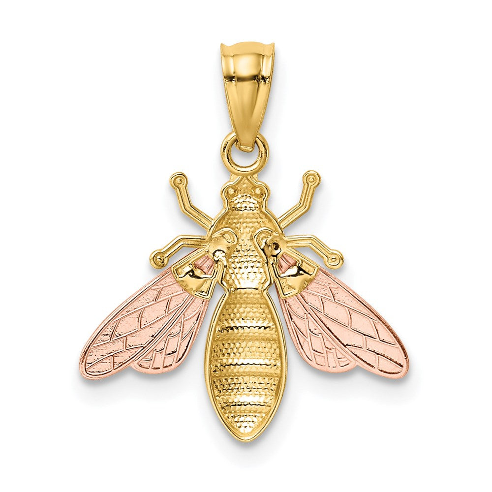 14K Bicolor mit Weiß Rhodium Poliert Biene Anhänger