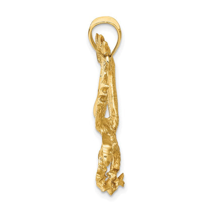 14K Gelbgold Adler-Anhänger mit Satin-Diamantschliff