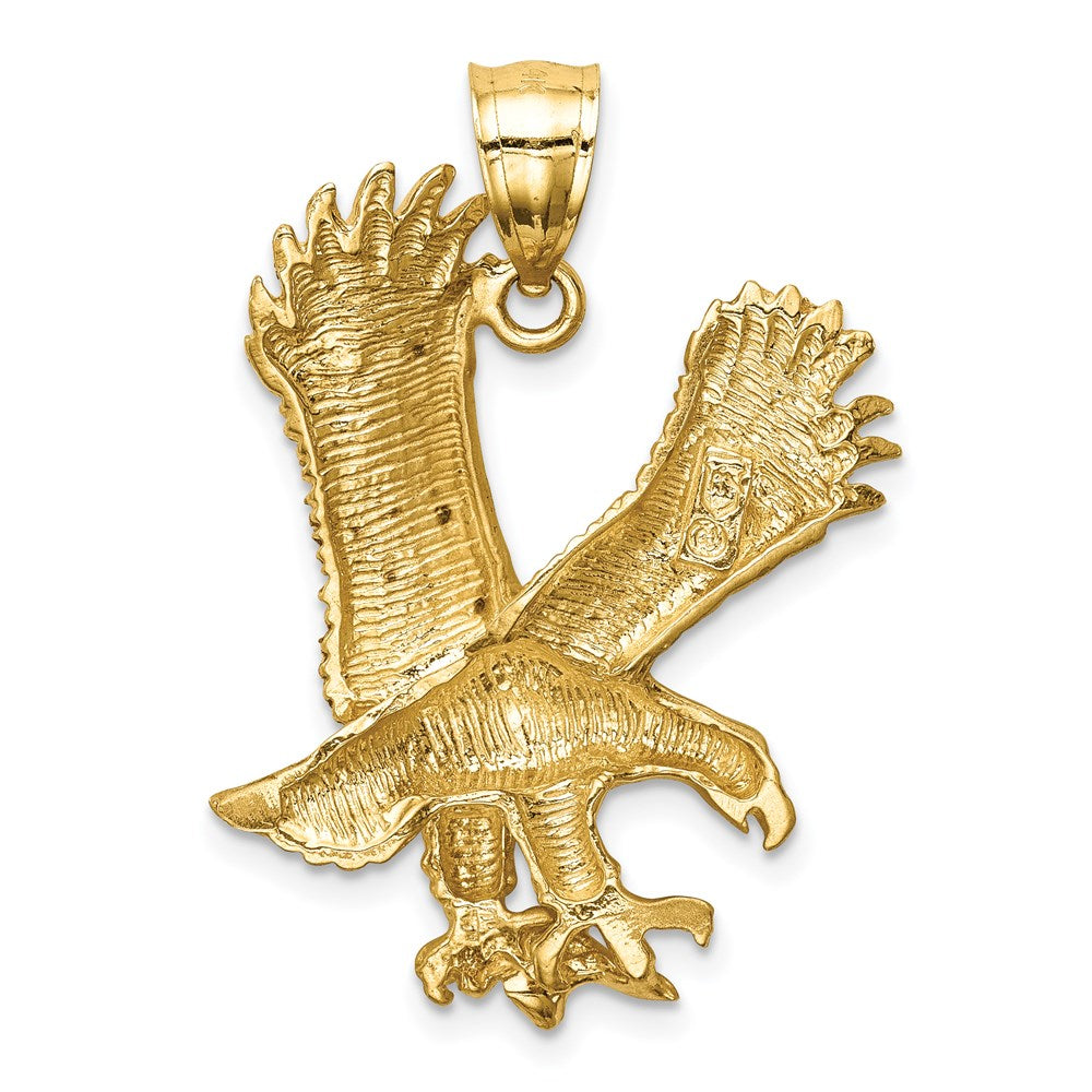 14K Gelbgold Adler-Anhänger mit Satin-Diamantschliff