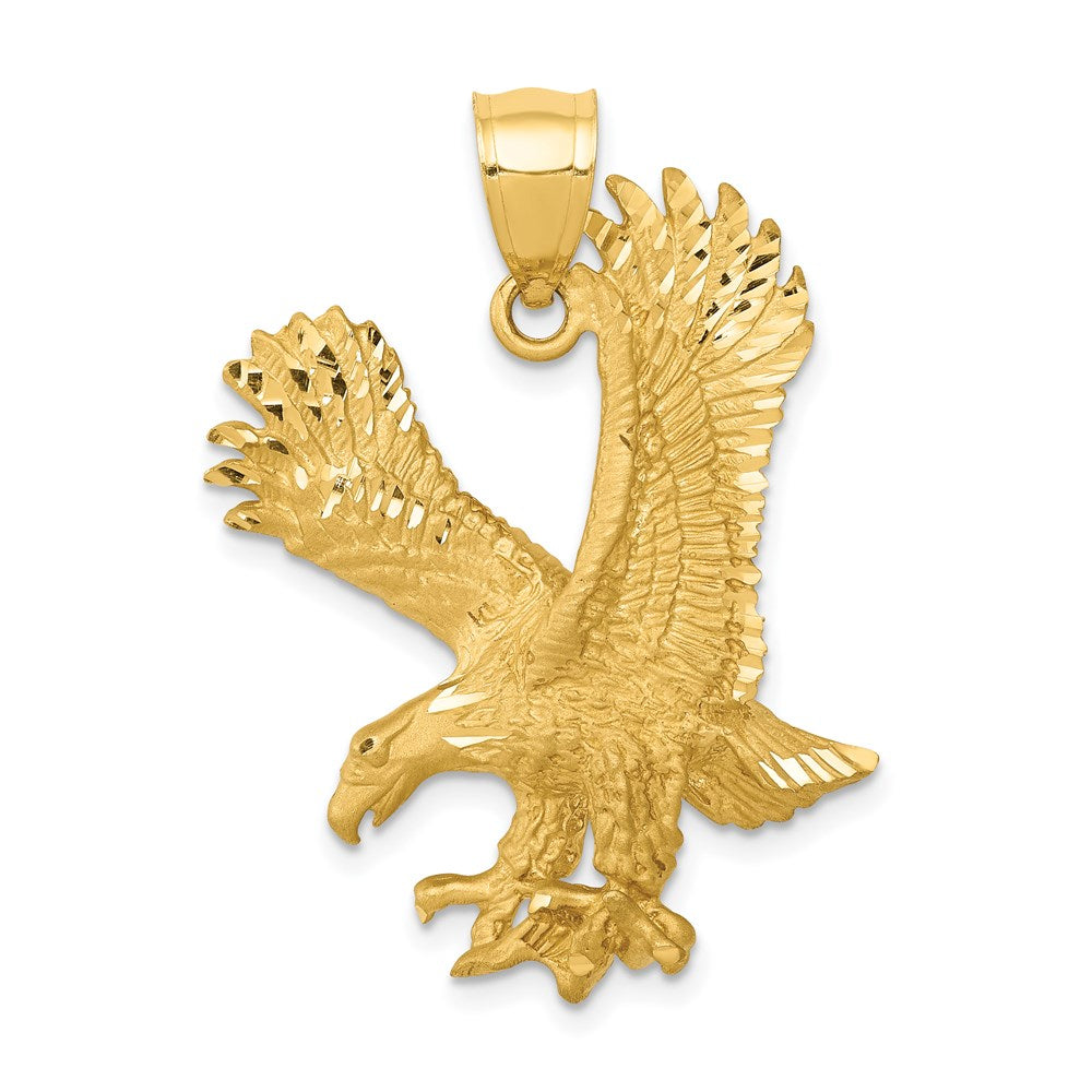 14K Gelbgold Adler-Anhänger mit Satin-Diamantschliff