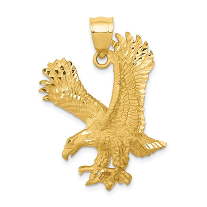 14K Gelbgold Adler-Anhänger mit Satin-Diamantschliff